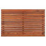 Nordic Style Dark Oiled Teak Shower and Bath Mat with Wide End Slat - Indoor and Outdoor Use - Non-Slip Wooden Platform for Sauna, Pool, Hot Tub - 31.4 x 19.6-Inch