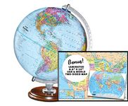 Replogle Student - Educational Classic World globe, Blue Ocean, Raised Relief feature, including a bonus map, made in USA, 12"/30cm diameter