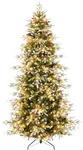 Best Choice Products 12ft Pre-Lit Artificial Frosted Aspen Christmas Tree, Partially Flocked Holiday Décor w/ 2-in-1 White & Multicolor LED Lights