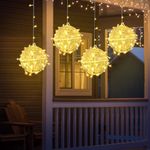 4 Pack Christmas Light Balls, XUNXMAS Christmas Light Balls Outdoor for Trees, 7.87" Globe Lights Hanging Tree Lights for Party Wedding Yard Garden Porch Patio Decoration