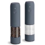 Electric Salt and Pepper Grinder Set with USB Rechargeable, Automatic One Hand Operation with Adjustable Coarseness, Pepper Mill Grinder Refillable with LED Light, Kitchen Gadgets (2 Packs, Blue-Grey)