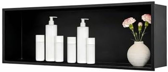 Autopartsfreer Recessed Wall Niche Cabinet 36" x 12", Matte Black Stainless Steel, No Tile Needed, Shower Niche Storage