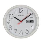 Wm.Widdop Day/Date Wall Clk-White Case/White Dial 8.5"Rnd +B