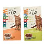 Webbox Cat Treat Lick e Lix 2 Flavour Bundle - Chicken and Liver Sausage & Cat Grass 5 x 15g per box (one box of each)