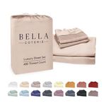 Bella Coterie Luxury Bamboo Viscose Split Top King Size Sheet Set | 34" Split for Adjustable Beds | 100% Organically Grown | Ultra Soft | Cooling for Hot Sleepers | 18" Deep Pocket [Dusty Rose]
