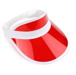 The Fancy Dress® Unisex Retro 80s Neon Sun Visor Hat Headband Cap for Golf Tennis Stag Poker Party (Red)