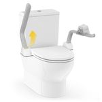 Dyna-Living Toilet Safety Rails 480lbs Load-Bearing Aluminum Alloy Handrail with Flip Up Non-Slip TPE Soft Rubber Armrest for Seniors, Elderly, Disabled & Convalescents - White