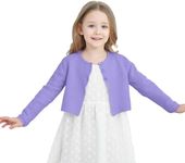 Girls' Long Sleeve Knitted Bolero Cardigan Kids Button Closure Shrug Sweaters Cropped Jacket Cover Up Tops Lilac 11-12 Years