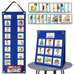 Kids Visual Schedule Calendar Chart 2 in 1 Autism Daily Routine with 70 Cards Autism Learning Materials Behavioral Tool Wall Planner Multiple Planner Home School Chores Outings Home