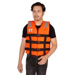 AKMA Life Jacket, Swimming Jacket for Adults Weighing Upto 120 Kgs, Swimming Floating Vest (Model - Marines) (Orange)