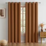 DUALIFE Caramel Brown Blackout Curtains for Bedroom - 96 Inch Long Curtains Floor to Ceiling Thermal Insulated Privacy Assured Drapes 2 Panels Set, Dark Oak Vintage Decor 52 Inch Wide Grommet Top