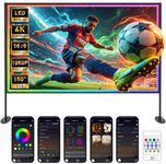 150 inch Projector Screen with Stand, USB String Lights Connection 16:9 4K HD Portable Movie Screen Indoor Outdoor,Wrinkle-Free Foldable Projection Screen for Home Theater Backyard, Office, Travel