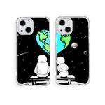 Fluzatas Matching Couple Phone Cases for iPhone 15, Cute Four Corners Air Cushion Shockproof Anti Drop Cell Phone Case (Astronaut)