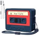 AirPods Pro 3 Case Cover, KOREDA Funny Cassette Tape Design Case for Airpods Pro 3rd Generation 2025, Cute Cartoon Fashion Silicone Protective Case for Women Men (Blue)