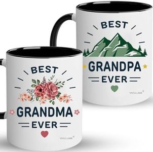 Best Grandparents Mugs Coffee Set Gift, Present Grandma Grandpa Cups, Gifts Ideas From Grandkids, Grandchildren, New Grandparent Announcement Christmas Valentine Birthday, Baby Reveal for Nana Papa