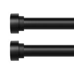 Black Curtain Rods for Windows 72 to 144 Inch(6-12Ft)2 Pack,1 Inch Diameter Heavy Duty Curtain Rods, Ceiling & Wall Mount Window Rods Set,Matte Black Modern Telescoping Drapery Rods for Indoor&Outdoor