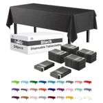 24-Pack Black Plastic Table Cloth - 54In. x 108In. Disposable Tablecloth for Parties - Rectangle Tablecloth - Disposable Table Cloths for Parties - Plastic Table Cover for Picnics - Exquisite