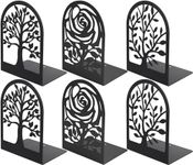 MaxGear Decorative Book Ends, Heavy Duty Bookends for Shelves, Metal Bookends for Heavy Books, Book Shelf Holder Office Bookends Black 3pair, Books Supports, Non-Skid Book Stoppers 6.89x4.89x3.54 inch