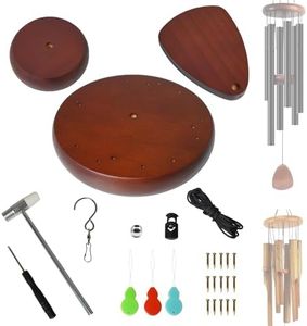 Wind Chime Replacement Parts, 28 PCS Windchime Repair Kit Including Round Top, Clapper, Wind Catcher, 19.6FT Nylon Cord, DIY Wind Chime Supplies (Dark Brown)