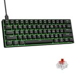 DIERYA DK61SE 60% Mechanical Gaming Keyboard, 61 Keys Anti-Ghosting, LED Backlight, Detachable USB-C, Ultra-Compact Mini Wired Keyboard with Red Linear Switch for Windows Laptop PC Gamer Typist