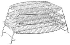 Jerky Rack for Most Grills Weber, Big Green Egg Kamado Joe, Pit Boss, Traeger 575 Pro 34 Pellet Smoker Grill Accessory Cooking Expansion 3 Tier Foldable Multipurpose 304 Stainless Steel Warming Rack