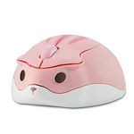 3C Light 2.4GHz Wireless Mouse Cute Animal Hamster Wireless Mouse Portable Mini Optical Mice Cartoon Computer Mouse 3 Buttons for Laptop Desktop PC Computer (Pink)