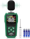 Decibel Meter,SQECH Digital Sound Level Meter with Color Backlit Screen,Portable SPL Meter with A/C Weighted,dB/SONE Unit,Fast/Slow Response,MAX/MIN,Data Hold,Range 30-130dB,for Home/Office/Factories