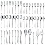 LIANYU 65-Piece Heavy Duty Silverware Set with Serving Utensils, Stainless Steel Flatware Cutlery Set for 12, Eating Utensils Tableware Include Forks Knives Spoons, Mirror Finished, Dishwasher Safe