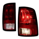 DNA MOTORING TL-ZTL-008-DKR Pair of Tail Lights Compatible with 09-10 Dodge Ram 1500/11-18 Ram 1500 2500 3500,Dark Red Lens