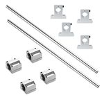 iYueMps 2 Pack 3D Printer Guide Rail Sets, 2pcs 8mm x 200mm Linear Rail Shaft Optical Axis, 4 Pcs SK8 Aluminum Rail Vertical Bracket, 4Pcs SCS8UU Linear Bearings Ball Bearing Slide Bushing