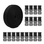 11 Yards Nylon Heavy Webbing Straps, 20 Sets Flat Side Release Buckles and Tri-Glide Slides for Backpack Webbing Tape Repairing DIY Luggage Strap Pet Collar(1 Inch Wide)