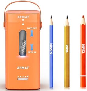 AFMAT Electric Pencil Sharpener, Fully Automatic Pencil Sharpener, Auto in & Out, Rechargeable Hands-Free Sharpeners for Jumbo & Colored Pencils (6.5-12mm), Portable for Home/Classroom/Office PSC6