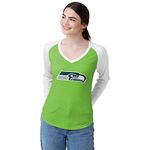 FOCO Womens NFL Team Logo Ladies Fashion Raglan Top Shirt