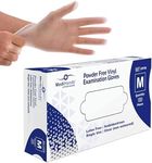 MediHands Vinyl Clear Gloves Medium Disposable Surgical Gloves, Box of 100 Powder Free Latex Free & Protein Free, Medical Gloves, Food, Multi Use