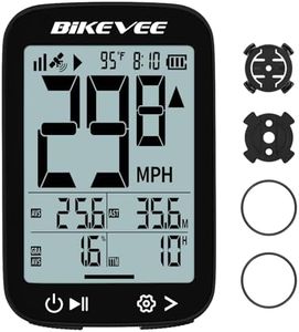 Bikevee Bike Speedometer GPS Wireless Cycling Computer – Auto Start/Stop, Auto Backlight, Waterproof Bicycle Odometer MPH KM/H, 2.4" LCD Display – Black