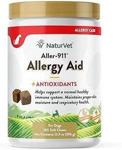 NaturVet Aller-911 Advanced Allergy Aid for Dogs, Cats – Antioxidant-Rich Pet Supplement with Omegas, DHA, EPA – Helps Support Dog Immune System, Cat Respiratory Health, Skin Moisture 180 Soft Chews