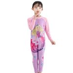 SYGA Children's Swimsuit Long Sleeve Yellow Hair Barbie Mermaid-XL Size Perfect for Kids Age 7-8 Years Old (Purple)