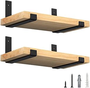 LuckIn Heavy Duty Shelf Brackets 10 Inch, Rustic Black Wall Bracket for Floating Shelf, Forged Steel Shelf Bracket, 4 Pack