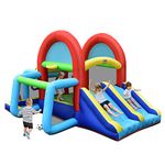 HONEY JOY Inflatable Bounce House, 8 in 1 Jump n’ Slide Bouncy House w/Jumping Area, Football Goal, Basketball Hoop, Target Game & Ring-toss, Indoor Outdoor Bouncy Castle for Kids(Without Blower)