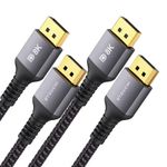 2 Packs DisplayPort Cable 1.4 4FT, Stouchi 8K DP Cable 32.4Gbps 8K@60Hz HBR3 4K@60Hz/144Hz/120Hz 5K@60Hz 1080P@240Hz Support FreeSync G-Sync HDR10 Display Port for Gaming Monitor Graphics Card