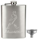 VIOVI Stainless Steel Hip Flask with Funnel 8 Oz (236 ml) I Engraved Design Wine Whiskey Liquor Flask I Unisex Alcoholic Drinks Holder Pocket Bottle (JW_Steel+Funnel)