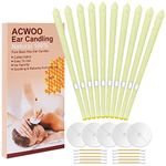 ACWOO Ear Candles, 10 Pcs Natural Beeswax Ear Candles, 100% Non-Toxic Cylinders Fragrance Hollow Candles, Ear Wax Remover Candle Kit for Blocked Ears (Beige-1OP)