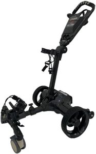 INSANITY GOLF Smart Follow Me Electric Golf Trolley/Cart with Remote Control and Slope Control, Aluminum Frame, Lithium-Ion Battery, Wrapped with Carbon Fibre – Black cart & Black Wheels