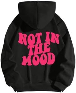 SHENHE Girl's Letter Slogan Print Long Sleeve Hoodie Drop Shoulder Pullover Sweatshirt Black 10-11Y