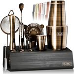 Pro Cocktail Kit | Mixology Bartender Kit | 14-Piece Cocktail Shaker Set | Martini Home Bartending Bar Accessories | Incl. 35 Recipe Cards | Gift Set (800ml/28oz Boston Shaker, Brass/Black)