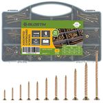 BLOSTM 780PC Wood Screws Assortment - Large Zinc Plated Screw Set, Extra Strong Assorted Screws For Wood Fences, Doors, Floorboard Etc. - Assorted Wood Screws with Screw Box Organiser