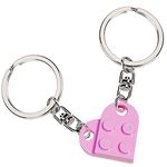 Brick Keychain Best Friend Keychain for Friendship Couple Boyfriend Girlfriend, Heart Keychain Set Valentine’s Day Birthday Key chain for Husband Wife Keychain Gift for Him Her, Pink, Large