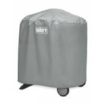 Weber Premium Grill Cover | Portable BBQ Cover Fits Q 100/2000 Series with Stand | Breathable Water-Resistant Round Barbecue Covers | Quality BBQ Accessories, Outdoor Cooking & Grilling - Grey (7177)