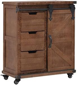 vidaXL Rustic Solid Fir Wood Storage Cabinet with Drawers, Mobile Sideboard or Lowboard, Brown