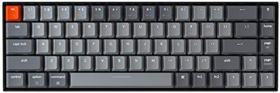 Keychron K6 Wireless Bluetooth 5.1/Wired Mechanical Gaming Keyboard, 65% Compact 68-Key RGB LED Backlight/Gateron Blue Switch/Rechargeable Battery for Mac Windows